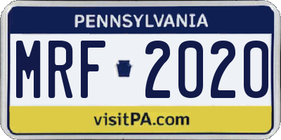 PA license plate MRF2020