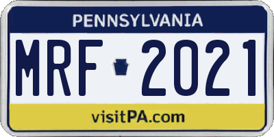 PA license plate MRF2021