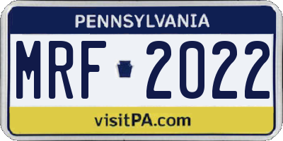 PA license plate MRF2022