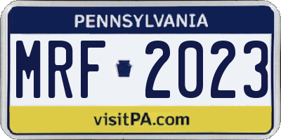 PA license plate MRF2023