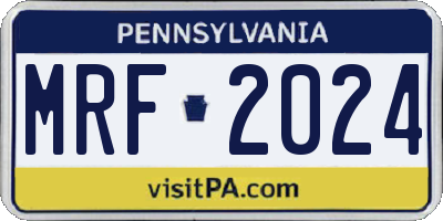 PA license plate MRF2024