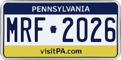 PA license plate MRF2026
