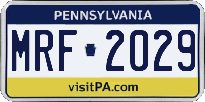 PA license plate MRF2029
