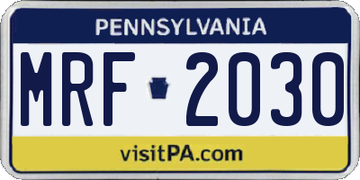 PA license plate MRF2030