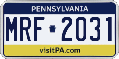 PA license plate MRF2031