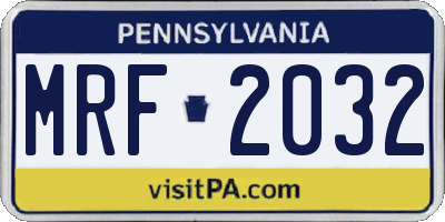 PA license plate MRF2032