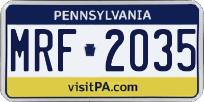 PA license plate MRF2035
