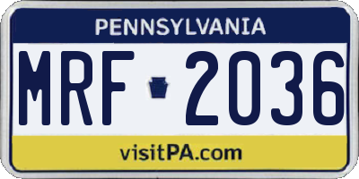 PA license plate MRF2036