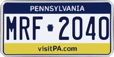 PA license plate MRF2040