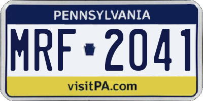 PA license plate MRF2041