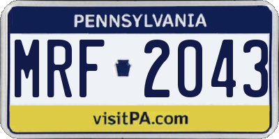 PA license plate MRF2043