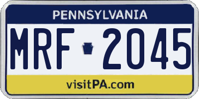 PA license plate MRF2045