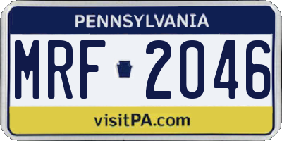 PA license plate MRF2046