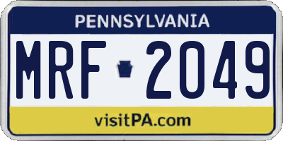 PA license plate MRF2049