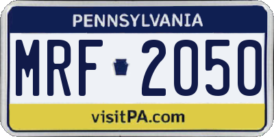 PA license plate MRF2050