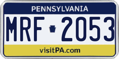 PA license plate MRF2053