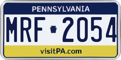 PA license plate MRF2054