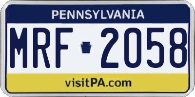 PA license plate MRF2058