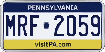 PA license plate MRF2059