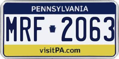 PA license plate MRF2063