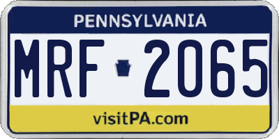 PA license plate MRF2065