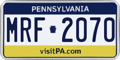 PA license plate MRF2070