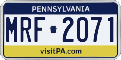 PA license plate MRF2071