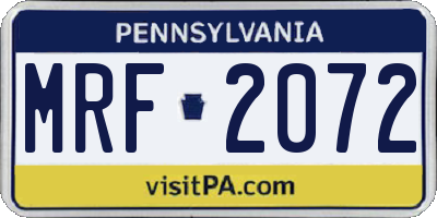 PA license plate MRF2072