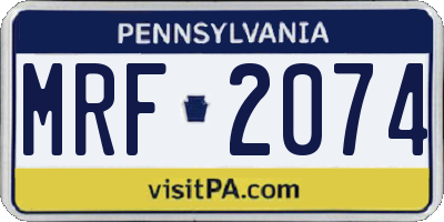 PA license plate MRF2074