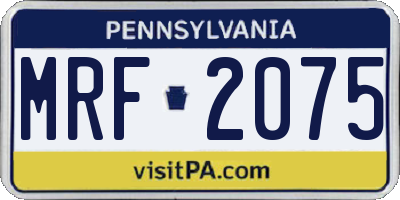 PA license plate MRF2075