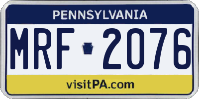 PA license plate MRF2076
