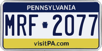 PA license plate MRF2077