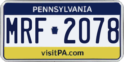 PA license plate MRF2078