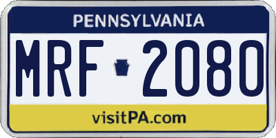 PA license plate MRF2080