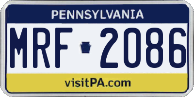 PA license plate MRF2086