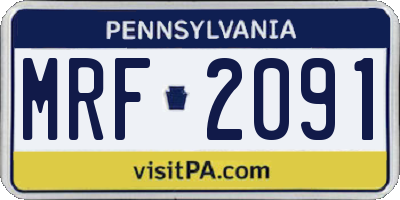 PA license plate MRF2091