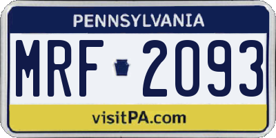 PA license plate MRF2093
