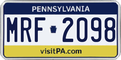 PA license plate MRF2098
