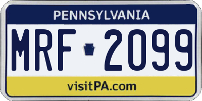 PA license plate MRF2099