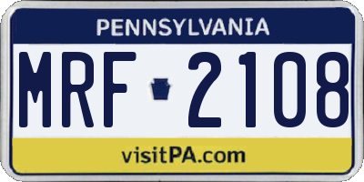 PA license plate MRF2108