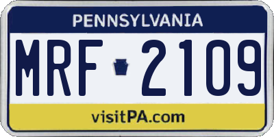 PA license plate MRF2109