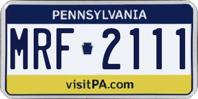 PA license plate MRF2111