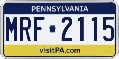 PA license plate MRF2115
