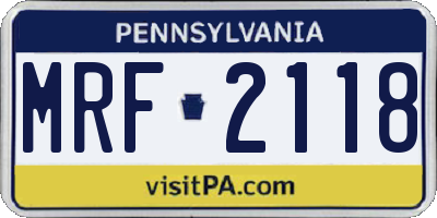 PA license plate MRF2118