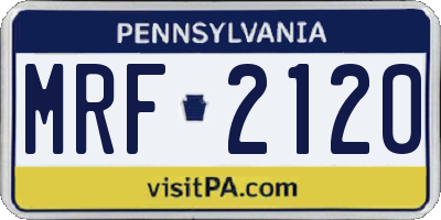 PA license plate MRF2120
