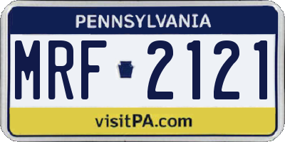 PA license plate MRF2121