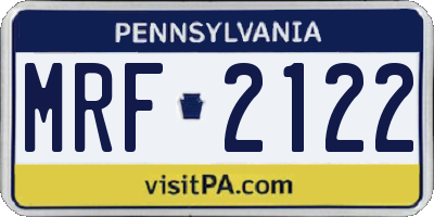 PA license plate MRF2122