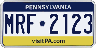 PA license plate MRF2123