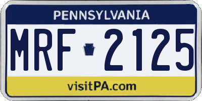 PA license plate MRF2125