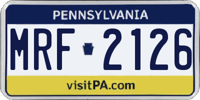 PA license plate MRF2126
